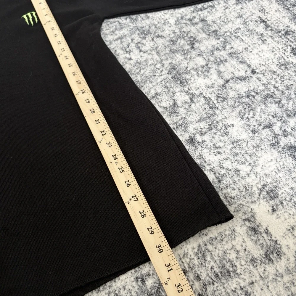 Monster Energy Waffle Knit Thermal Shirt Mens XL Black Long Sleeve Embroidered - Picture 5 of 7